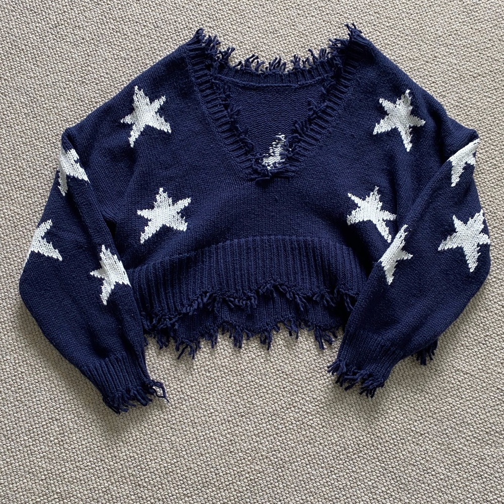 Blue Wildfox Knit Sweater with stars